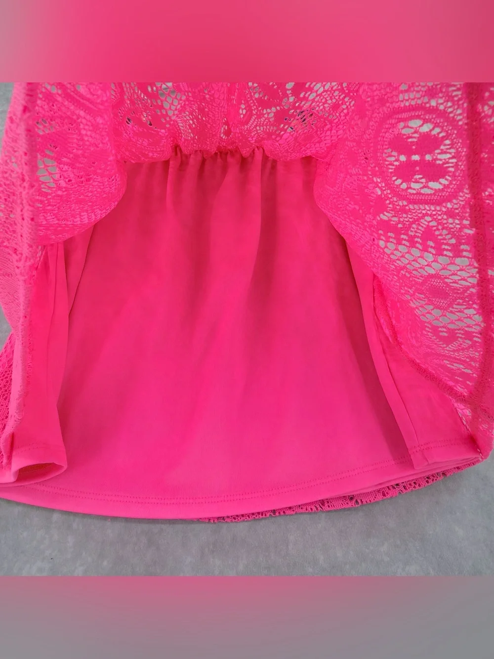 Girls 6X Hot Pink Lace Tank Top with white Shorts Set